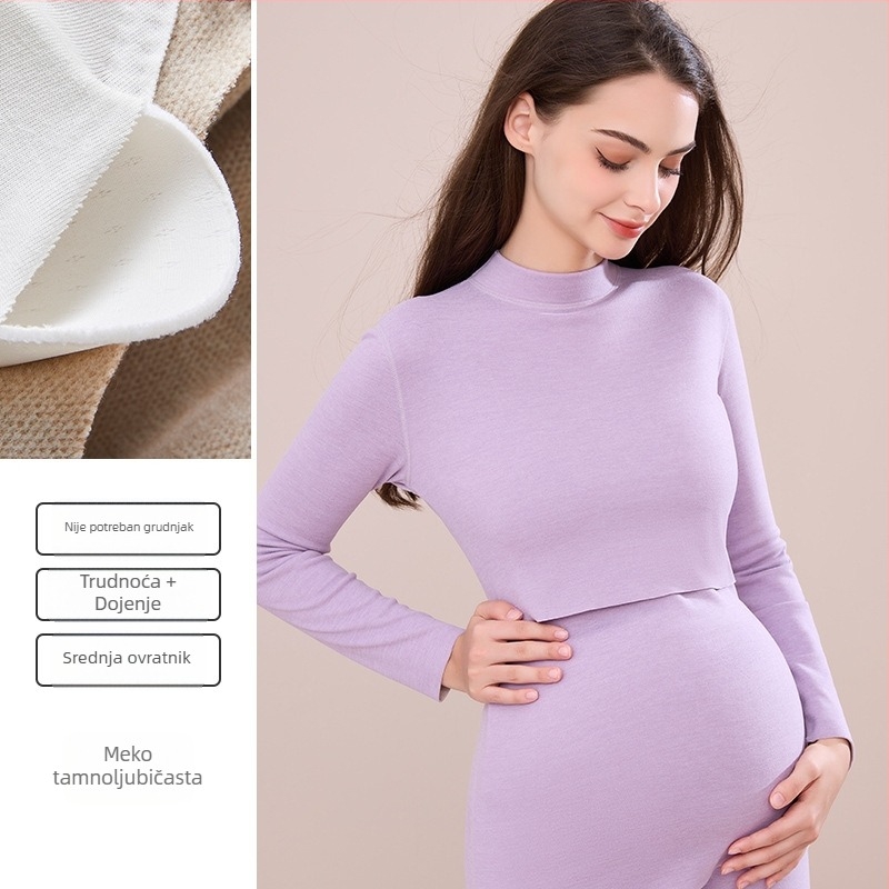 Pulover za dojenje za trudnice i nakon poroda, zimski topli pulover s flecom, dugi rukav, srednja težina materijala (181–200 g/m²)