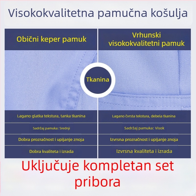 Muška sigurnosna uniforma, košulja kratkih rukava od pamuka visoke gustoće