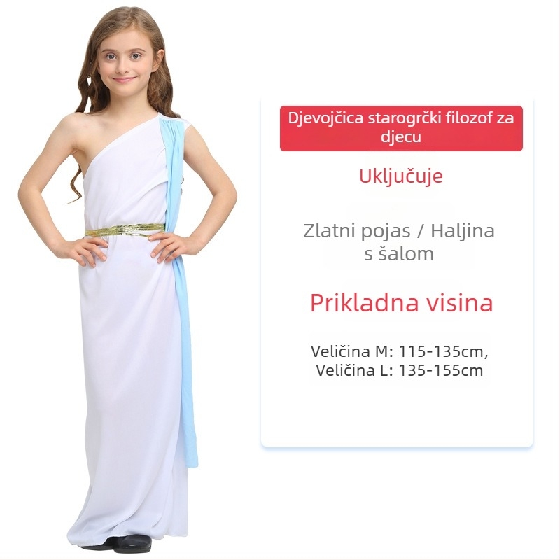 Halloween kostim za djecu i odrasle — grčka boginja / rimska princeza haljina, poliester tkanina, za anime uloge, ispod 17 godina