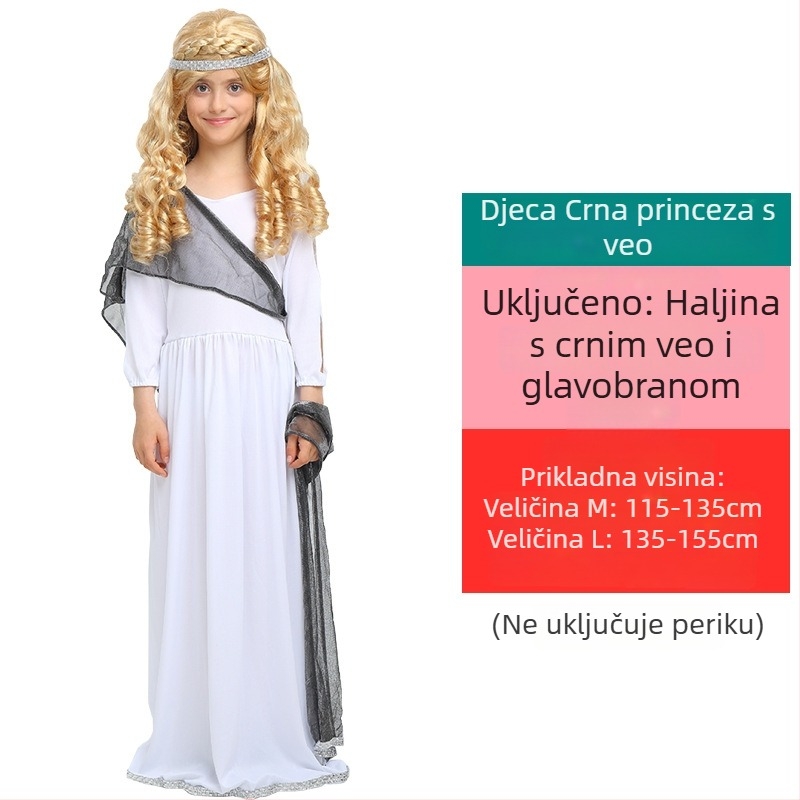 Halloween kostim za djecu i odrasle — grčka boginja / rimska princeza haljina, poliester tkanina, za anime uloge, ispod 17 godina