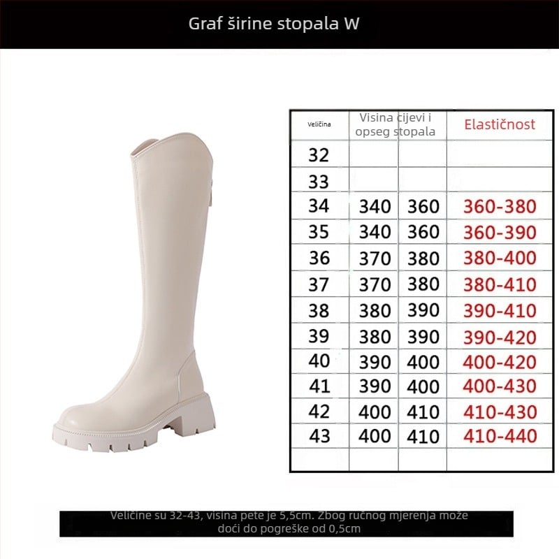 Čizme viteškog stila od prave kože; okrugli vrh; debeli pet; stražnji zatvarač; visok potkoljenica