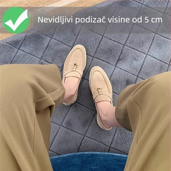 Ženske slip-on mokasine s resicama i kopčom, skrivena visina, okrugli vrh, gornji dio od mikrovlakana, gumeni potplat, mikrovlaknena uložak