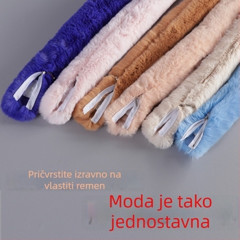 Plišana naramenica za torbu s umjetnim krznom, zatvaračem i metalnom lancem, za rame ili crossbody