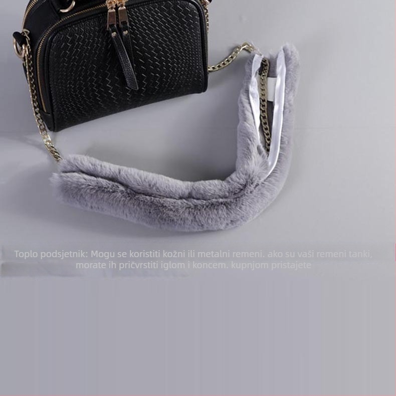 Plišana naramenica za torbu s umjetnim krznom, zatvaračem i metalnom lancem, za rame ili crossbody