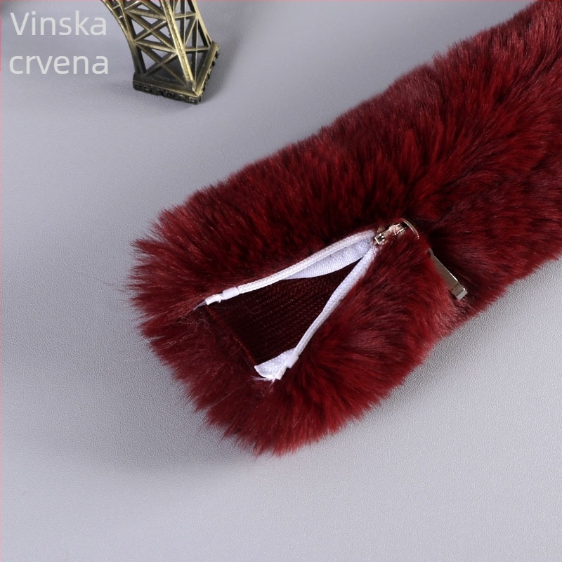 Plišana naramenica za torbu s umjetnim krznom, zatvaračem i metalnom lancem, za rame ili crossbody