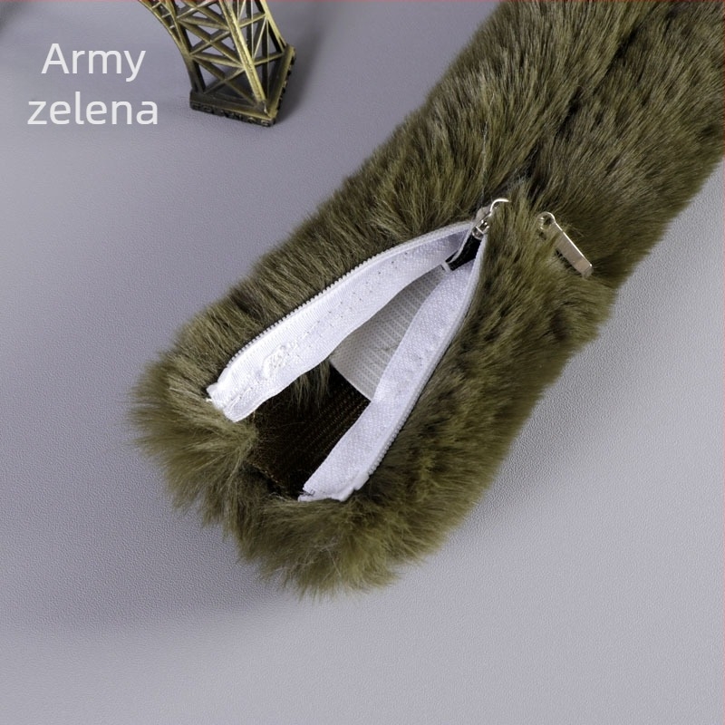 Plišana naramenica za torbu s umjetnim krznom, zatvaračem i metalnom lancem, za rame ili crossbody
