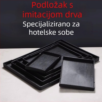 Hotelski pladanj - PP plast, imitacija drveta, pravokutni, protuklizni, za čaše i skladištenje kozmetike, s ispisom logotipa