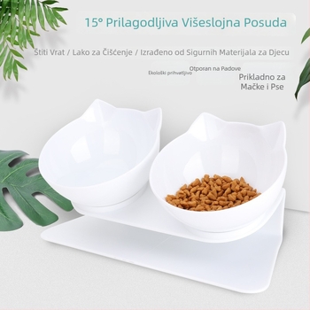 Dvodijelna posuda za mačke s zaštitom vrata i anti-prolijevanjem (ABS)
