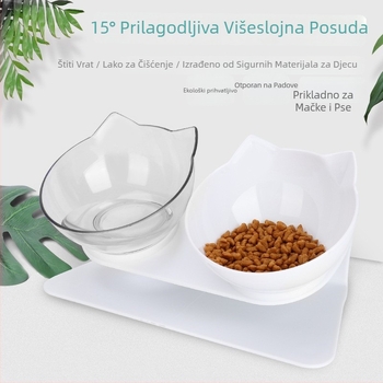 Dvodijelna posuda za mačke s zaštitom vrata i anti-prolijevanjem (ABS)