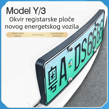 Držač registarske pločice za Tesla Model Y/3 – dekorativni dodatak, Model 09, plastika, Tip: Drugo, Kompatibilno s Tesla
