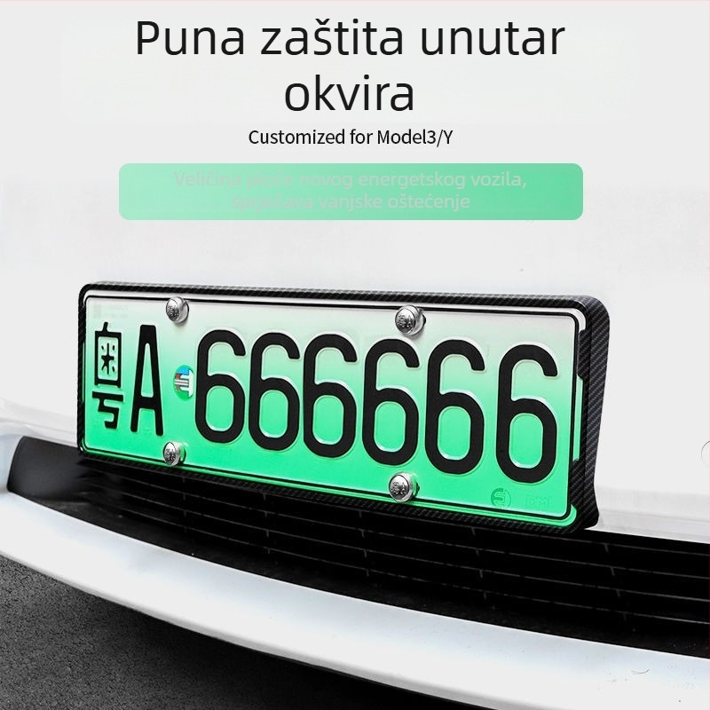 Držač registarske pločice za Tesla Model Y/3 – dekorativni dodatak, Model 09, plastika, Tip: Drugo, Kompatibilno s Tesla
