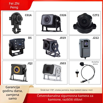 Kamionska četverokanalska AHD kamera za stražnji prikaz, širok kut 180°, 1080P/720P, noćni prikaz u boji