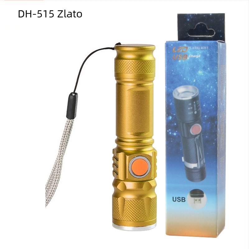 Prednje svjetlo za bicikl USB punjivo, teleskopska LED, mini aluminijsko kućište za noćnu vožnju