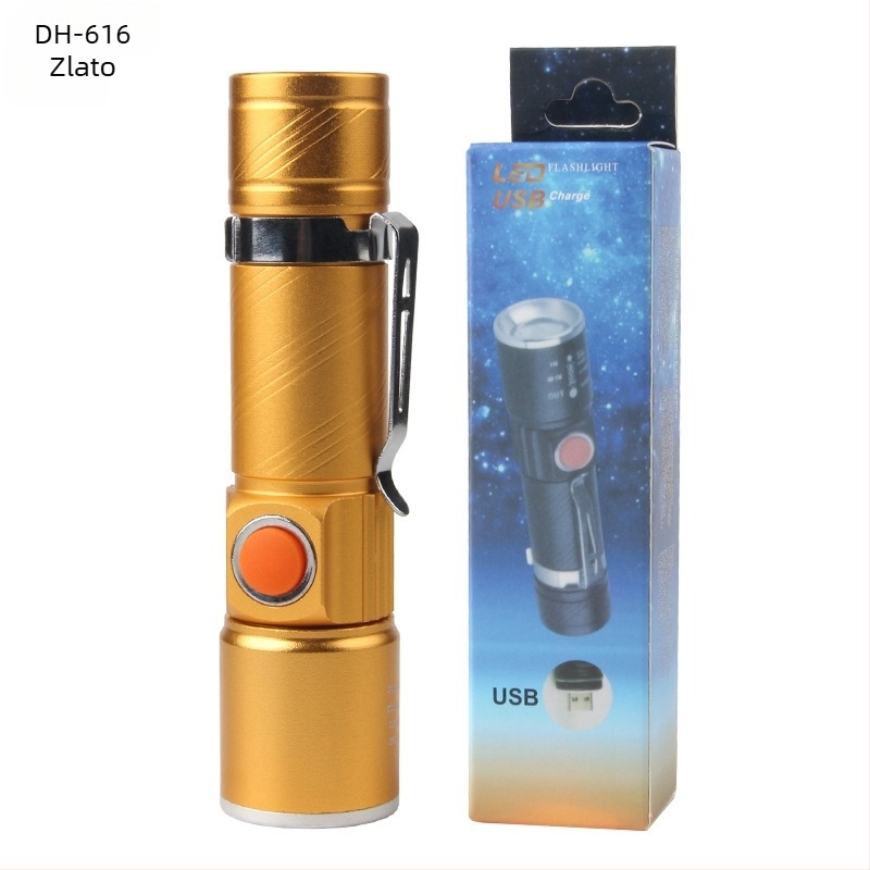 Prednje svjetlo za bicikl USB punjivo, teleskopska LED, mini aluminijsko kućište za noćnu vožnju