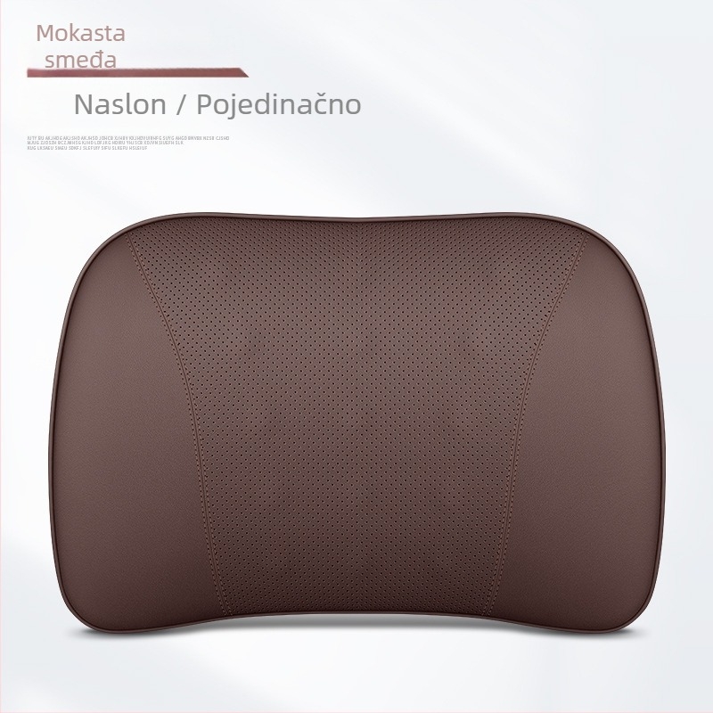 Kožni naslon za glavu i lumbalna jastučica za auto s memorijskom pjenom, univerzalna prilagodba, sve sezone, poslovni stil, vatrootporan materijal