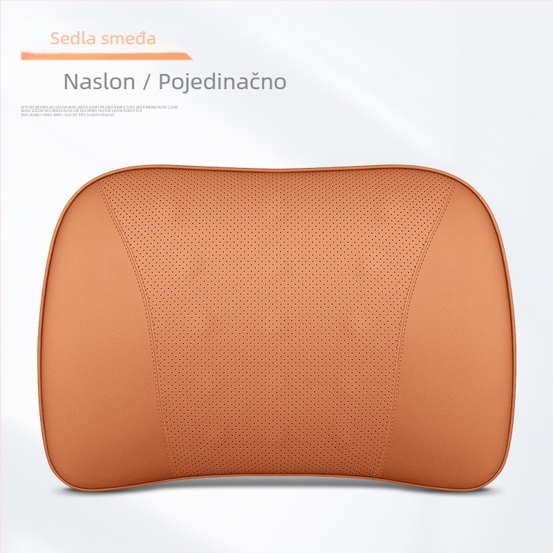 Kožni naslon za glavu i lumbalna jastučica za auto s memorijskom pjenom, univerzalna prilagodba, sve sezone, poslovni stil, vatrootporan materijal