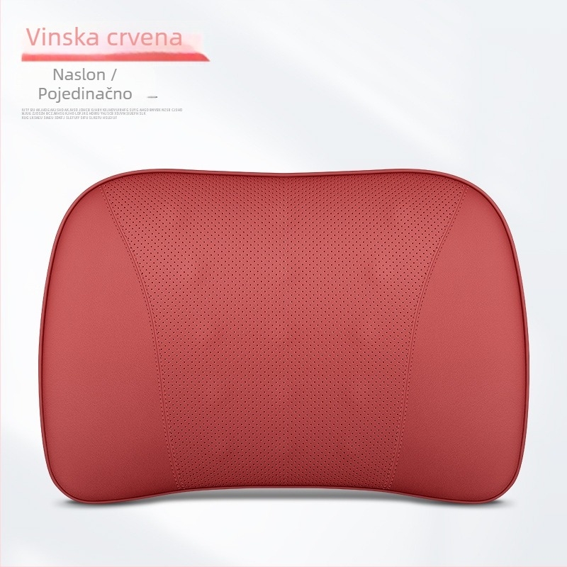 Kožni naslon za glavu i lumbalna jastučica za auto s memorijskom pjenom, univerzalna prilagodba, sve sezone, poslovni stil, vatrootporan materijal