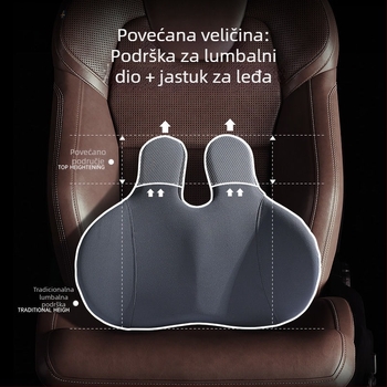 Automobilska jastučnica za glavu i lumbalnu potporu s memorijskom pjenom, jastuk za vrat i ramena, dizajn s ušima zeca