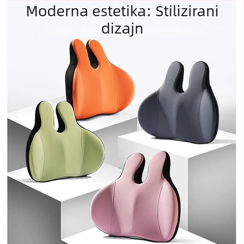 Automobilska jastučnica za glavu i lumbalnu potporu s memorijskom pjenom, jastuk za vrat i ramena, dizajn s ušima zeca