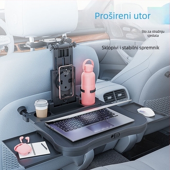 Waytogrow Automobilski stol za jelo s 360° rotacijom za stražnju stranu sjedala — ABS, sklopna ploča stola i držač za napitke, model A08