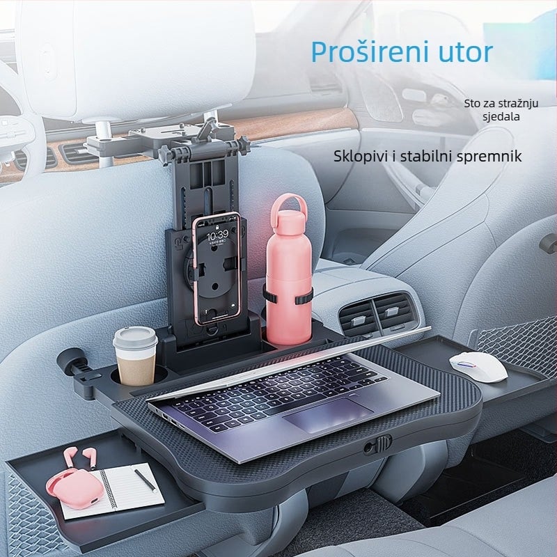 Waytogrow Automobilski stol za jelo s 360° rotacijom za stražnju stranu sjedala — ABS, sklopna ploča stola i držač za napitke, model A08