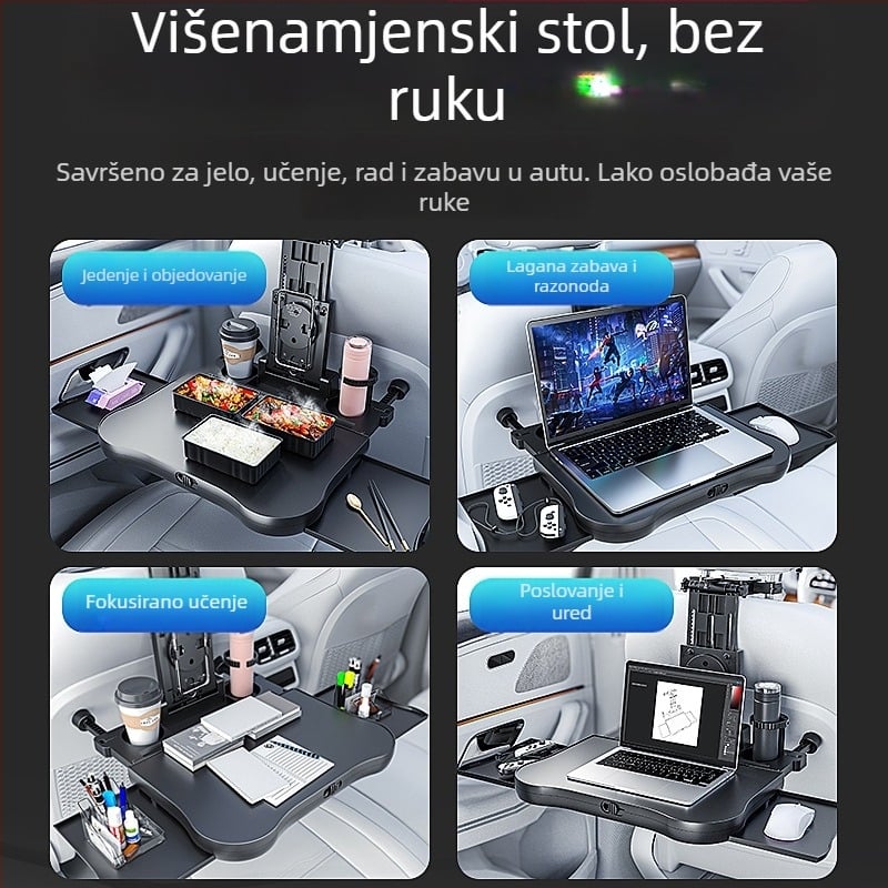 Waytogrow Automobilski stol za jelo s 360° rotacijom za stražnju stranu sjedala — ABS, sklopna ploča stola i držač za napitke, model A08