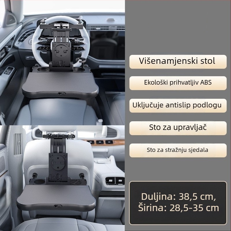 Waytogrow Automobilski stol za jelo s 360° rotacijom za stražnju stranu sjedala — ABS, sklopna ploča stola i držač za napitke, model A08