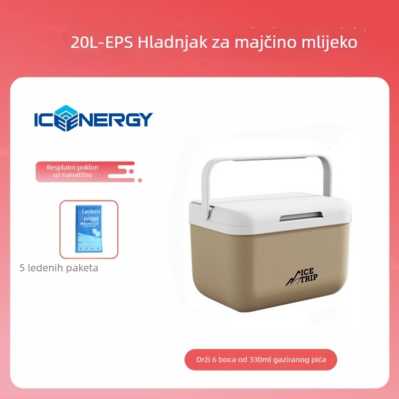 Prijenosni izolirani hladnjak za pohranu majčinog mlijeka i cjepiva — Ice Energy, plastični, kapacitet 6–28 L, težina 1,82 kg, održava hladnoću