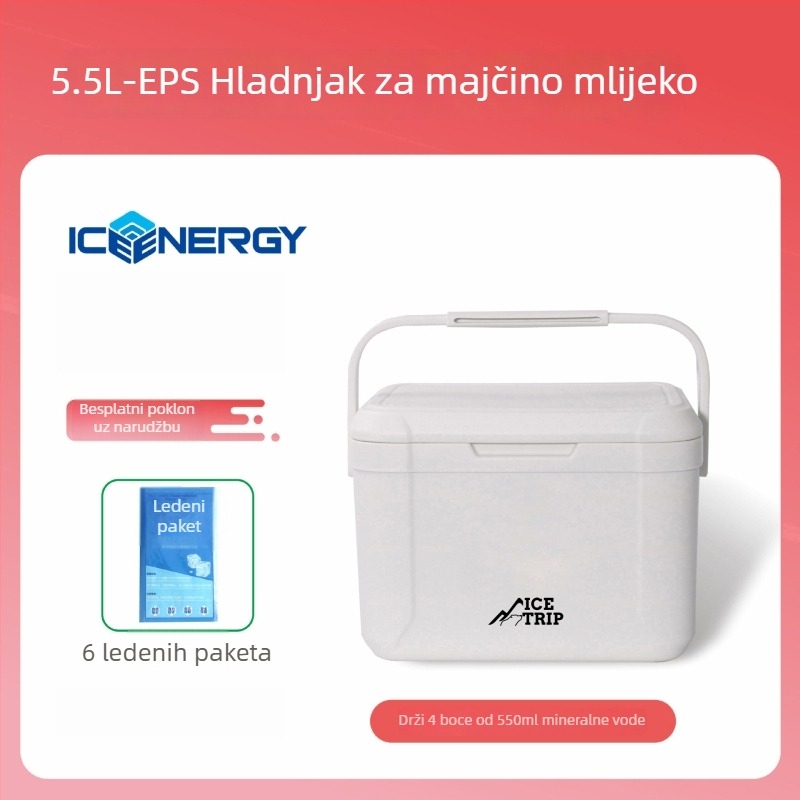 Prijenosni izolirani hladnjak za pohranu majčinog mlijeka i cjepiva — Ice Energy, plastični, kapacitet 6–28 L, težina 1,82 kg, održava hladnoću