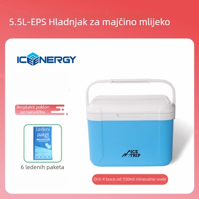 Prijenosni izolirani hladnjak za pohranu majčinog mlijeka i cjepiva — Ice Energy, plastični, kapacitet 6–28 L, težina 1,82 kg, održava hladnoću