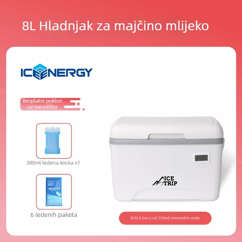 Prijenosni izolirani hladnjak za pohranu majčinog mlijeka i cjepiva — Ice Energy, plastični, kapacitet 6–28 L, težina 1,82 kg, održava hladnoću