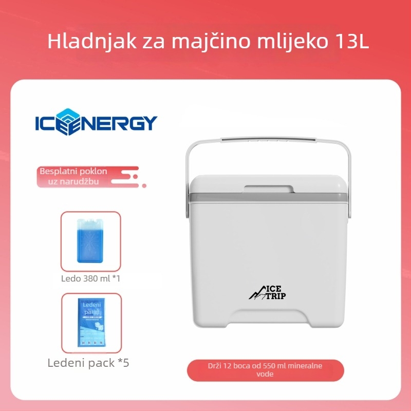 Prijenosni izolirani hladnjak za pohranu majčinog mlijeka i cjepiva — Ice Energy, plastični, kapacitet 6–28 L, težina 1,82 kg, održava hladnoću