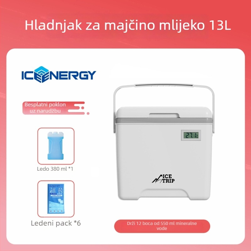 Prijenosni izolirani hladnjak za pohranu majčinog mlijeka i cjepiva — Ice Energy, plastični, kapacitet 6–28 L, težina 1,82 kg, održava hladnoću