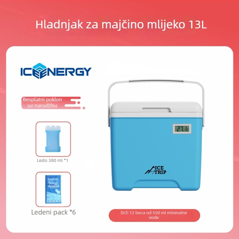 Prijenosni izolirani hladnjak za pohranu majčinog mlijeka i cjepiva — Ice Energy, plastični, kapacitet 6–28 L, težina 1,82 kg, održava hladnoću