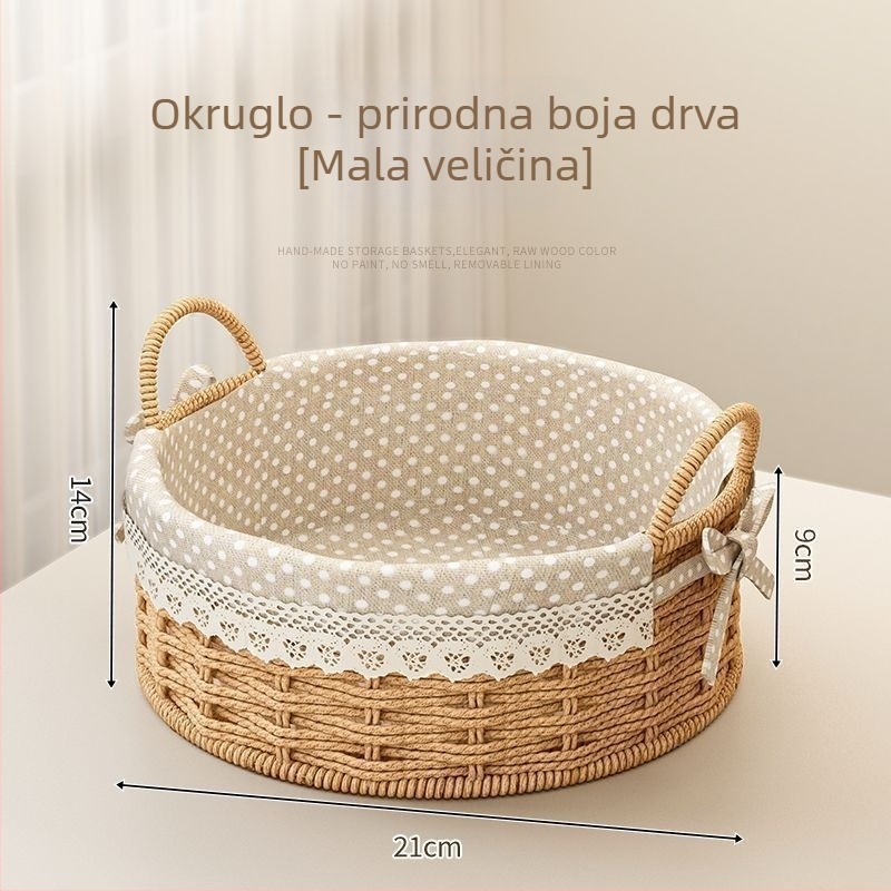 Kovana kosara od ratana za ključeve i daljinske upravljače, stolni organizator i grickice, pleteni ulazni koš, kapacitet 18 L, japanski stil, metalna konstrukcija, moguć ispis logotipa