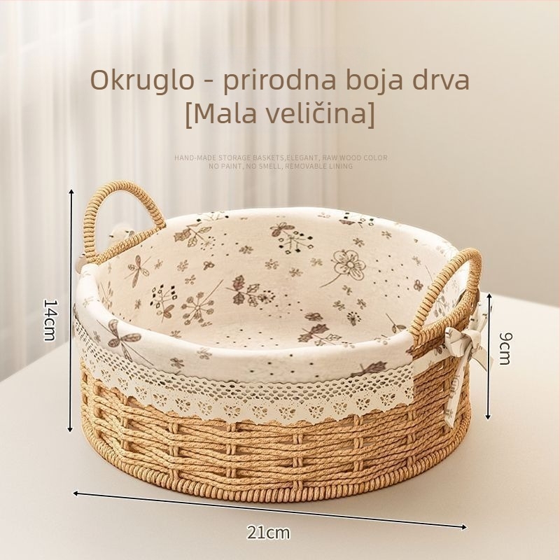 Kovana kosara od ratana za ključeve i daljinske upravljače, stolni organizator i grickice, pleteni ulazni koš, kapacitet 18 L, japanski stil, metalna konstrukcija, moguć ispis logotipa