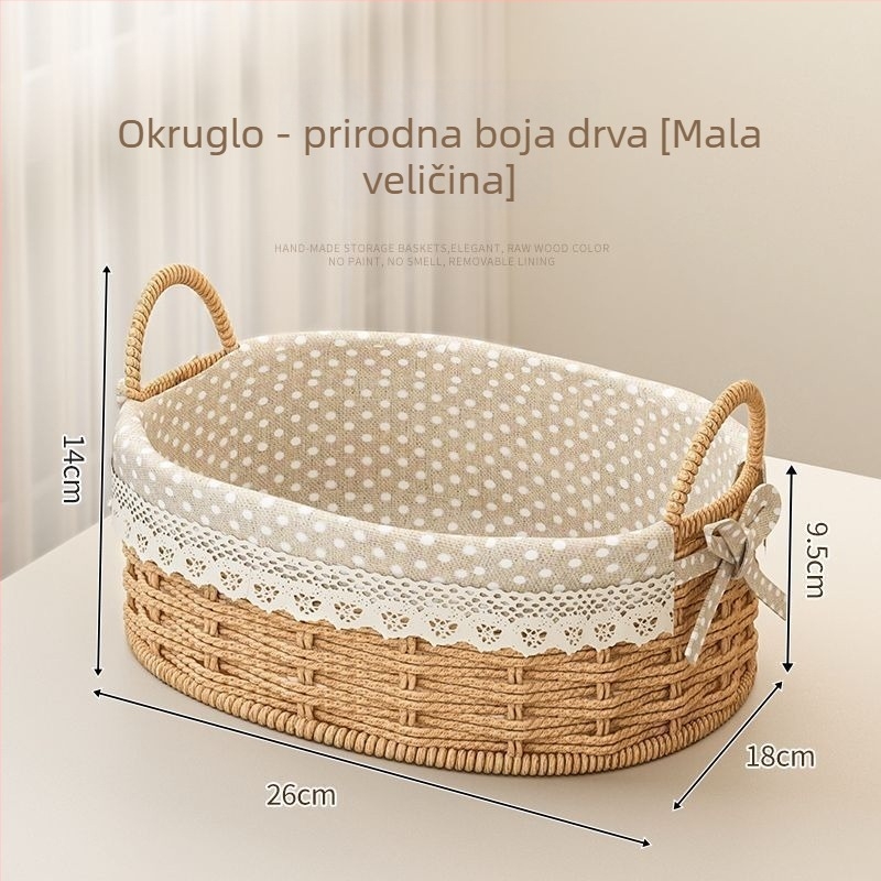 Kovana kosara od ratana za ključeve i daljinske upravljače, stolni organizator i grickice, pleteni ulazni koš, kapacitet 18 L, japanski stil, metalna konstrukcija, moguć ispis logotipa