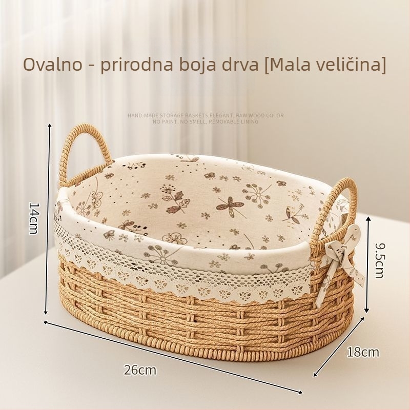Kovana kosara od ratana za ključeve i daljinske upravljače, stolni organizator i grickice, pleteni ulazni koš, kapacitet 18 L, japanski stil, metalna konstrukcija, moguć ispis logotipa