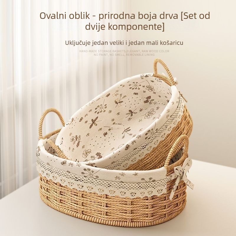 Kovana kosara od ratana za ključeve i daljinske upravljače, stolni organizator i grickice, pleteni ulazni koš, kapacitet 18 L, japanski stil, metalna konstrukcija, moguć ispis logotipa