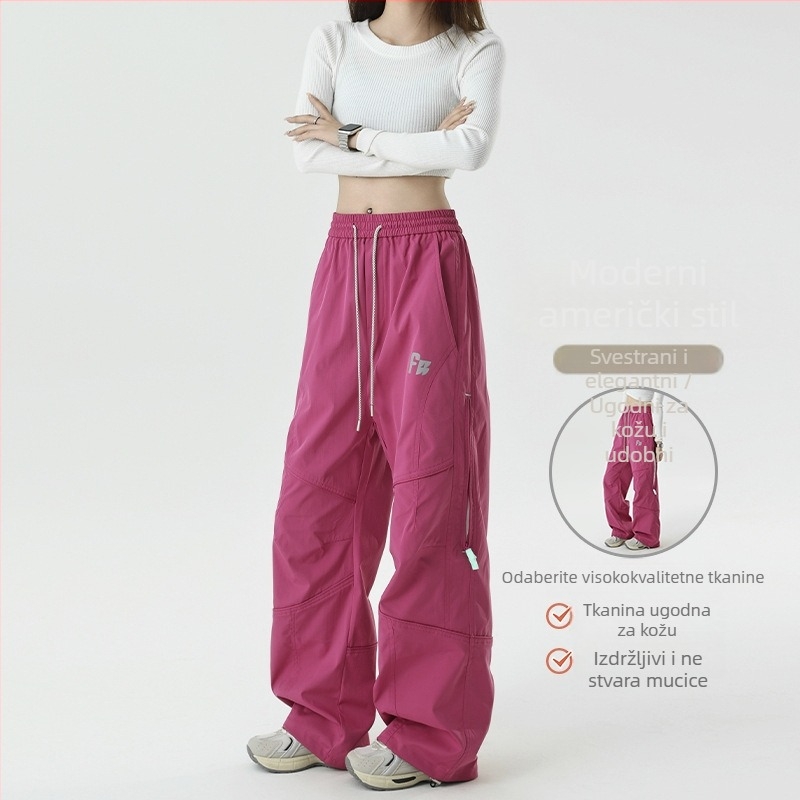 Hlače američkog stila desantnih vojnika, unisex, s flecom iznutra, opušten kroj, ravne i široke nogavice, sportske hlače za tinejdžere