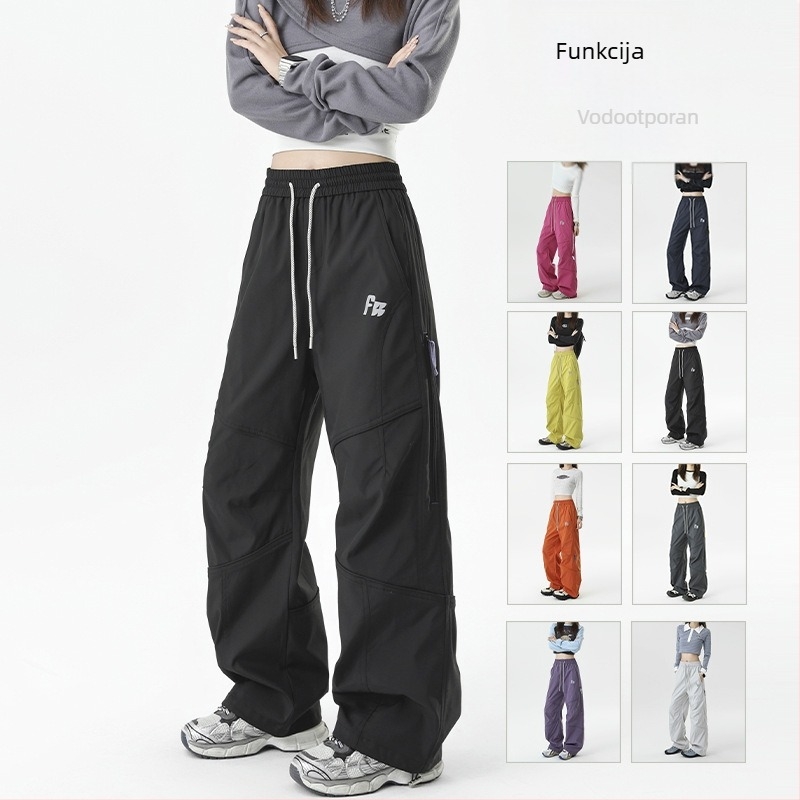 Hlače američkog stila desantnih vojnika, unisex, s flecom iznutra, opušten kroj, ravne i široke nogavice, sportske hlače za tinejdžere