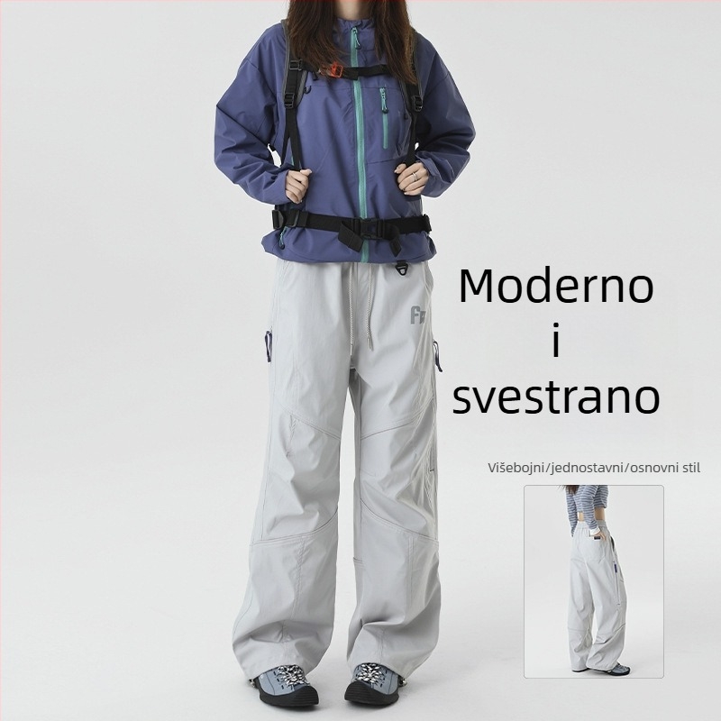 Hlače američkog stila desantnih vojnika, unisex, s flecom iznutra, opušten kroj, ravne i široke nogavice, sportske hlače za tinejdžere