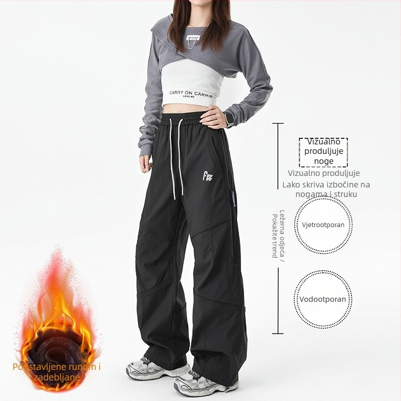 Hlače američkog stila desantnih vojnika, unisex, s flecom iznutra, opušten kroj, ravne i široke nogavice, sportske hlače za tinejdžere