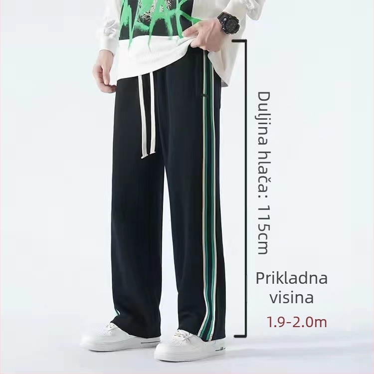 Casual sports hlače za tinejdžere s fleece materijalom, pamut-mješavina, prugasti uzorak, srednji pojas, pojas i vezivanje za zatvaranje, opušten kroj, zimska sezona
