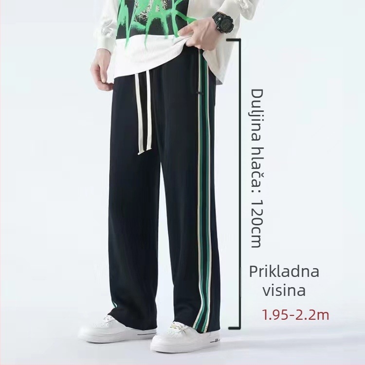 Casual sports hlače za tinejdžere s fleece materijalom, pamut-mješavina, prugasti uzorak, srednji pojas, pojas i vezivanje za zatvaranje, opušten kroj, zimska sezona