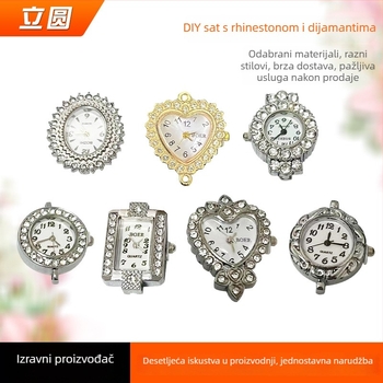 DIY brojčanik za sat u obliku srca s rhinestones, podesivo vrijeme, standardni pokret • Proljeće 2025 • Težina 16 g