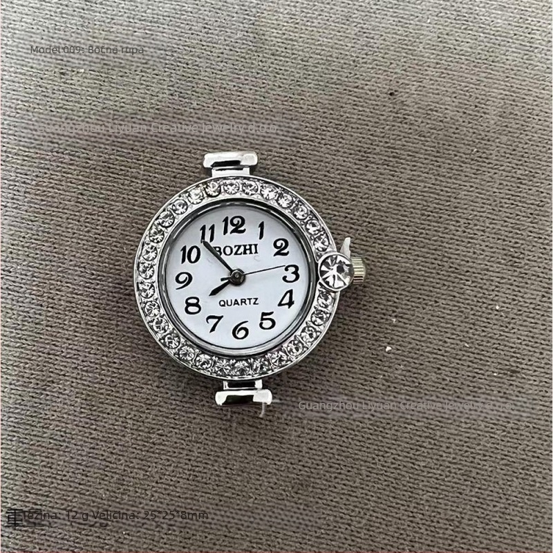 DIY brojčanik za sat u obliku srca s rhinestones, podesivo vrijeme, standardni pokret • Proljeće 2025 • Težina 16 g