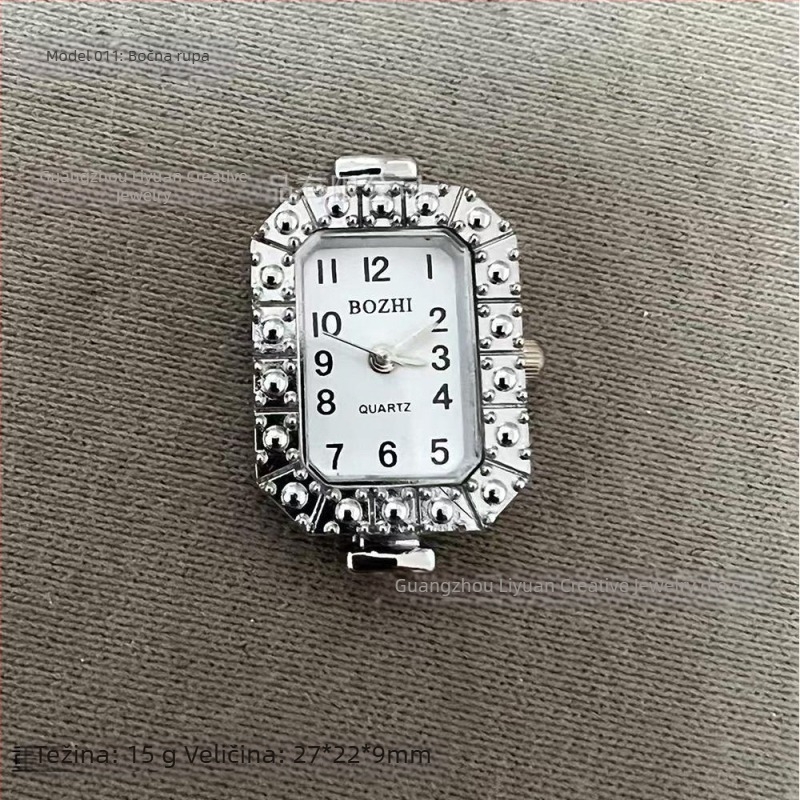 DIY brojčanik za sat u obliku srca s rhinestones, podesivo vrijeme, standardni pokret • Proljeće 2025 • Težina 16 g