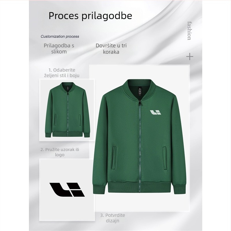 Duks u stilu kardigana s flis podstavom, stojećim ovratnikom i dugim rukavima