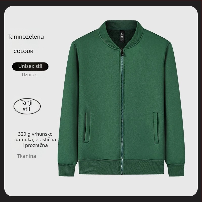 Duks u stilu kardigana s flis podstavom, stojećim ovratnikom i dugim rukavima